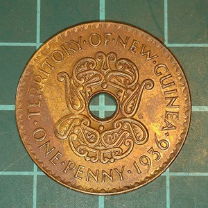 【1円スタート】オーストラリア信託統治領ニューギニア　1ペニー銅貨　1936年　パプアニューギニア