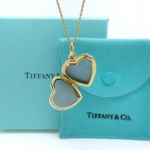 【送料無料】 極希少 美品 Tiffany&Co. ティファニー イエロー ゴールド ハート ロケット ネックレス K18 585 K14 ペンダント 写真 HJ80