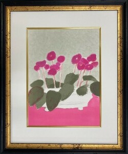 【特価】　≪　　ベルナール・カトラン　　≫　　オリジナルリトグラフ【石版画】 　 NAPPE COULEUR ROSE ET SAINTPAULIA　 　1988年