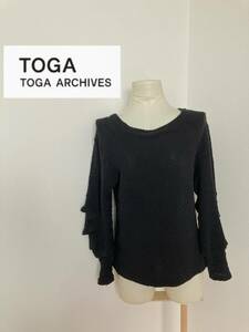 TOGA ARCHIVES/トーガ アーカイブス 長袖 カットソー トップス セーター ブラック 黒 ドット 刺繍 フリル ティアード レディース 1 ニット