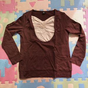 【新品即決】赤ちゃん本舗の授乳可能なママさん用長袖TシャツM カットソー トップス マタニティウェア