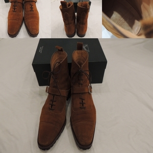 セール 即決 箱付 DUCAL デュカル メンズ ブーツ 41 スエード イタリア製 革靴 26 シューズ 靴 boots 茶系