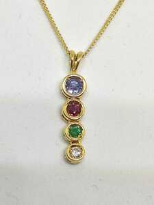 ◆新品◆ K18 4大宝石 ダイヤ&ルビー&サファイア&エメラルド ネックレス