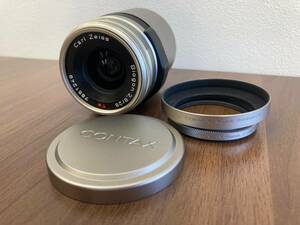 #1379 CONTAX レンズ Carl Zeiss Biogon 2.8/28 46mm P-Filter METAL HOOD GG-1 セット made in Japan 動作未確認