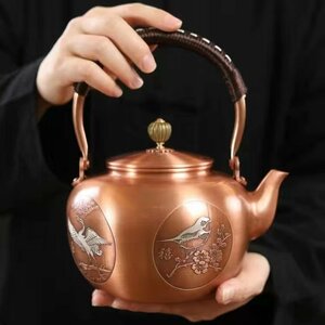 紫銅壺 手作り復古銅壺 やかんを沸かす お茶の道具 提梁壺