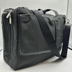 大容量/美品■ ダンヒル dunhill 2way アボリティーズ 2室 A4 多機能 ビジネスバッグ ブリーフケース キャンバス レザー 黒 通勤