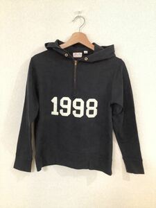 BEAMS BOY ビームスボーイ　ハーフジップスウェット　ナンバリング　ヴィンテージ加工　レディース　古着　ブラック