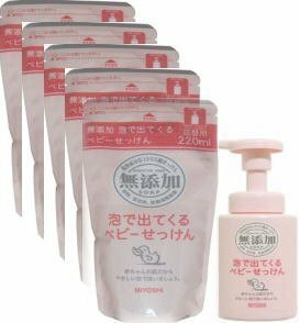 ミヨシ 無添加 泡で出てくるベビーせっけん ポンプ250ml 1個 ＋ 詰替用220ml 5個セット 6個アソート