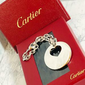 極美品！Cartier ロゴ ラウンド チャーム キーホルダー