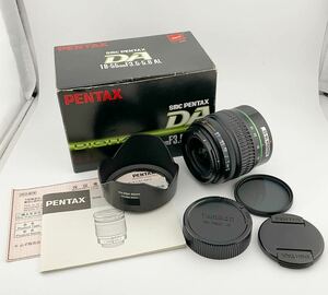PENTAX ペンタックス 18-55mm 3.5-5.6 AL カメラレンズ ブラック フィルター レンズキャップ 箱 説明書付き (k5820-y244)