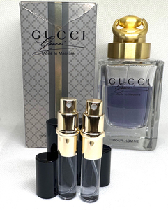 ★グッチ香水・GUCCI MADE TO MEASURE POUR HOMME 3.5ml入SPRAY 2本(※画像左の小(黒色)スプレー2本のみ出品です)箱無・廃盤・入手困難品