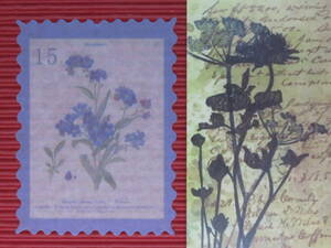 □■□43017-HS□■□[FLAKE-STICKER] ヴィンテージSTAMP_RETRO FLOWER PLANT CODE