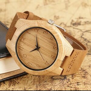新品★木製★腕時計★送料無料★アナログ★木製腕時計★革ベルト★人気