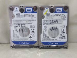 2404014☆5700時間以下！！☆ 2.5インチハードディスク HDD 500GB 2個セット☆CristalDiskInfoチェック済! スマートレター発送