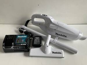 ⑤u797◆makita マキタ◆掃除機 コードレスタイプ 充電式クリーナ CL107FD ホワイト/白 バッテリー BL1015 充電器 DC10SA 動作品