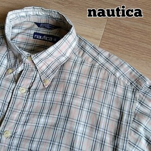 NAUTICA　ビンテージ 長袖チェックシャツ　80s〜90s　サイズL　メンズ　ノーティカ　ボタンダウンシャツ　US古着　ボックスシルエット　a16
