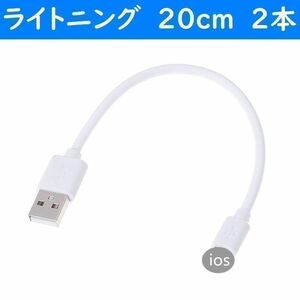 iPhone　白色　20cm　２本　短い　USBライトニング充電通信ケーブル