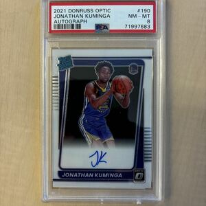 NBA　PSA8 2021-22 DONRUSS OPTIC AUTO 直書き RC JONATHAN KUMINGA WARRIORS GSW