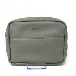 フルラ FURLA - レザー グレー 美品 ポーチ