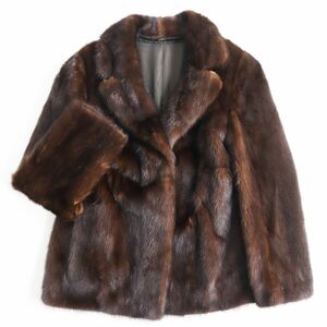 極美品●PARION パリオン MINK ミンク 本毛皮ショートコート ジャケット ダークブラウン 11号 毛質艶やか・柔らか◎