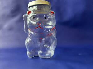 アンティーク 招き猫 お菓子瓶　昭和レトロ ねこ瓶　猫型ガラス瓶 　駄菓子屋 古硝子 保存瓶 地球瓶 