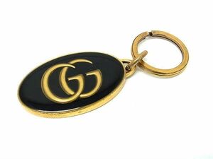 1円 ■美品■ GUCCI グッチ GGマーモント キーホルダー キーリング チャーム レディース メンズ ブラック系×ゴールド系 AW5696