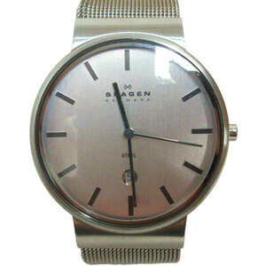 スカーゲン SKAGEN ジャンク品 腕時計 ウォッチ 手動巻き 3針 351LSSCM シルバー色 銀色 0205 IBO47 メンズ