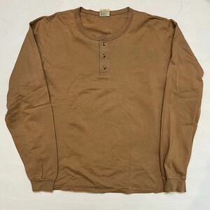 h427 90 年代 vintage Good wear アメリカ 製 ヘンリーネック Tシャツ ビッグサイズ XL ブラウン 茶 ロンT ビンテージ 90s グッドウェア