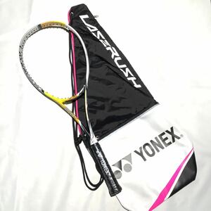 【1円スタート】★新品☆ラケット★ ソフトテニス YONEX ヨネックス レーザーラッシュ5V UXL1 前衛 ブライトイエロー フレーム ケース付き