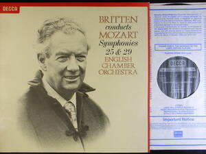 初回 1978年 Decca【英】SXL 6879 ベンジャミン・ブリテン 指揮 Mozart 交響曲 第25番・29番 イギリス室内管弦楽団 Britten モーツァルト