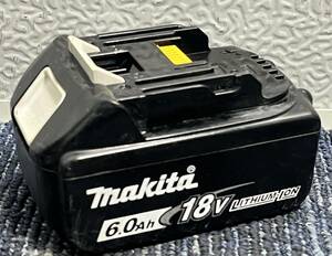 【美品】makita マキタ 18V 6.0Ah 残量表示付 純正 リチウムイオンバッテリー BL1860B リチュウムイオン電池 蓄電池 充電池 2380