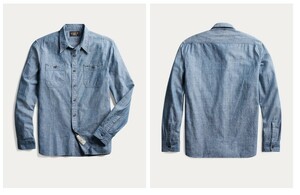 RRL ダブルアールエル　インディゴ シャンブレー ワークシャツ　メンズ　L