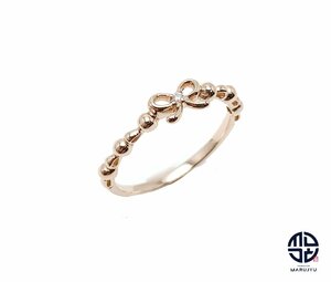 K10 10金ピンクゴールド ダイヤモンド リボン リング 指輪 12号 アクセサリー