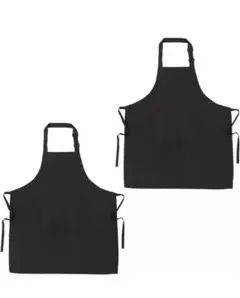エプロン　ブラック　２枚組　キッチン　ペア　黒　調理　シンプル