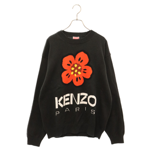 KENZO ケンゾー BOKE FLOWER JUMPER ロゴデザイン クルーネック ニットセーター ブラック FD55PU3803LC