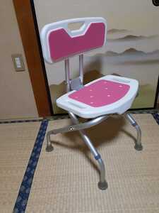 ◎折りたたみシャワーベンチ(背付きタイプ、ピンク色)TAN621　新品未使用自宅保管品　介護　風呂