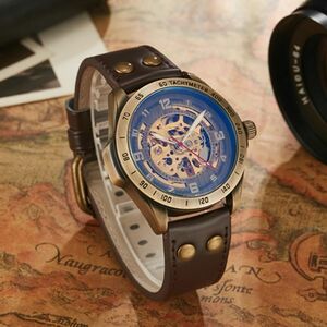 新品◆腕時計 メンズ 機械式 スケルトン 海外ブランド 自動巻き スチームパンク ヴィンテージ スポーツ腕時計　防水DJ052