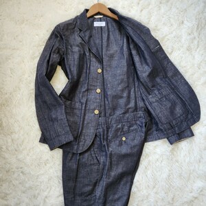 マッキントッシュ【デニム セットアップ リネン 希少サイズ40 L相当】MACKINTOSH スーツ アンコンジャケット カバーオール DENIM 三陽商会