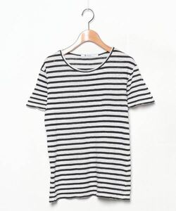 「T BY ALEXANDER WANG」 ボーダー柄半袖Tシャツ X-SMALL ホワイト レディース