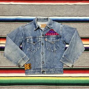 Levi’s Boys ハンドペイント デニムジャケット 検索:古着 アメカジ ビンテージ リメイク オレンジタブ hippie Made in USA 70’s 80’s