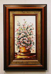 絵画 リマ G.Lima作「Flores」 油絵 ポルトガル 油彩 オリジナル 本物保証 送料無料 明るい華やかな花柄油絵