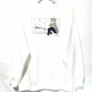 特価/未使用【サイズ=4L(3XL)】夜は猫といっしょ/レディス/裏毛/スウェット/トレーナー/胸囲=107~115cm/white