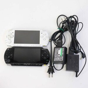 PSP プレイステーションポータブル 本体 2台セット(PSP-1000/PSP-2000) ACアダプター/32GB 128MBメモリースティック付き★838v15