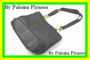 ★1円スタート 売り切り★By Paloma Picasso/パロマピカソ★牛本革×ゴールド金具★ブラック/黒★肩掛け トートバッグ★A－ランク★