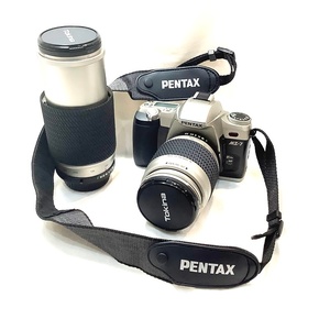 【ジャンク販売AOSTAカメラバッグ付き】PENTAX MZ-7 一眼レフフィルムカメラ Tokina レンズセット28-80mm/100-300mm【中古】KB-8290