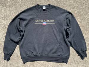 ビンテージ　ユナイテッド航空 スウェット◆XL◆USA製◆1980-90’s◆UNITED AIRLINES◆肉厚コットン◆トレーナー◆刺繍◆USA購入