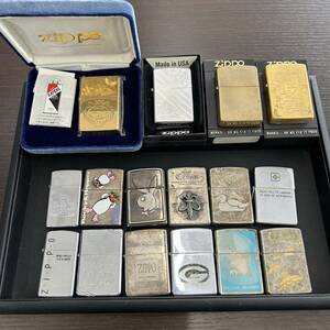 #5952A 【ZIPPO】ジッポ ゴールド シルバー 通常/スリムタイプ 未使用/使用品 混在 合計16個 おまとめ