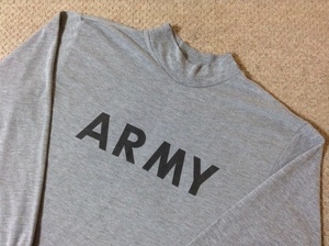 ★中古★US アーミー 03年 ARMY ロングスリーブ ロンT 長袖Tシャツ Lサイズ 灰色 リフレクター 古着 vintage ヴィンテージ 00s 軍モノ