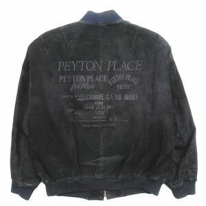 80s 90s Vintage ヴィンテージ ペイトンプレイス PEYTON PLACE for MEN PPFM スエード MA-1 ジャケット ブルゾン ロゴ 刺繍 黒 /◎ME1