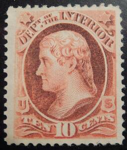 アメリカ　１８７３年　Scot #O 19 10セント　未使用切手